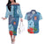 Fiji Day Couples Matching Off The Shoulder Long Sleeve Dress and Hawaiian Shirt Tapa Pattern and Hibiscus Flower
