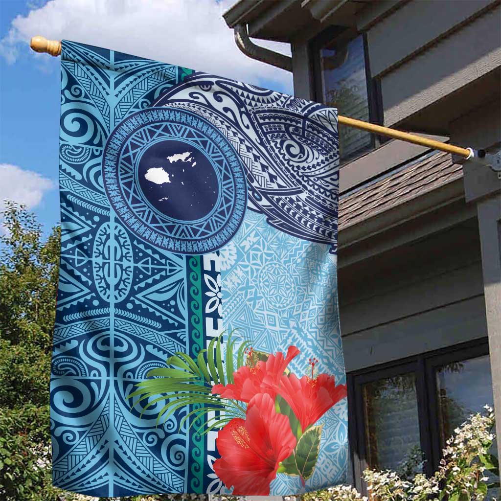 Fiji Day Garden Flag Tapa Pattern and Hibiscus Flower LT03 - Polynesian Pride