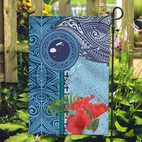 Fiji Day Garden Flag Tapa Pattern and Hibiscus Flower LT03 Garden Flag Blue - Polynesian Pride