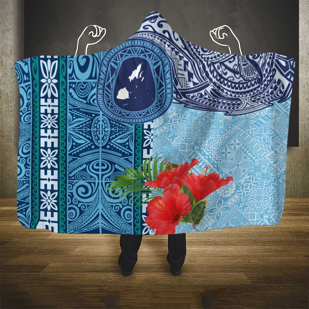 Fiji Day Hooded Blanket Tapa Pattern and Hibiscus Flower LT03 - Polynesian Pride