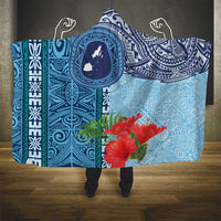 Fiji Day Hooded Blanket Tapa Pattern and Hibiscus Flower LT03 - Polynesian Pride