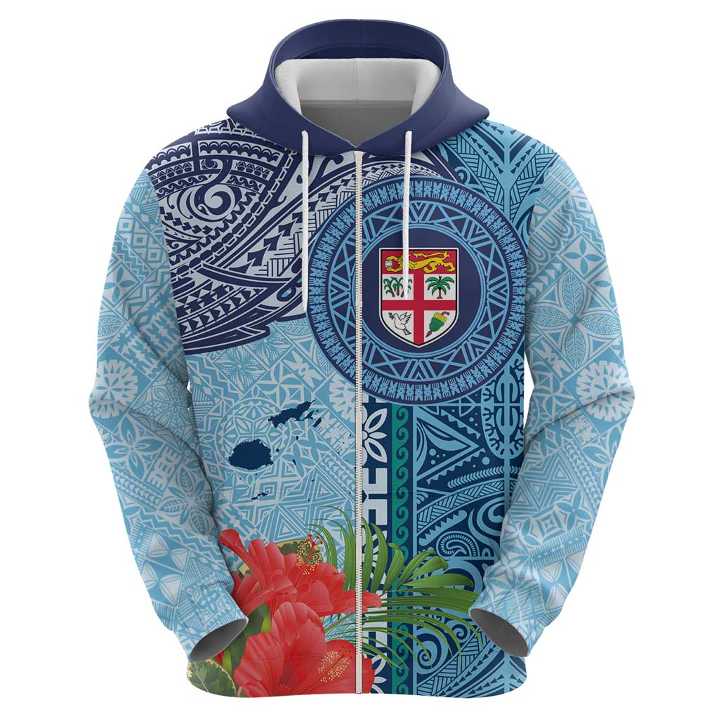 Fiji Day Hoodie Tapa Pattern and Hibiscus Flower LT03 - Polynesian Pride