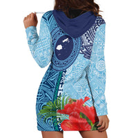 Fiji Day Hoodie Dress Tapa Pattern and Hibiscus Flower LT03 - Polynesian Pride