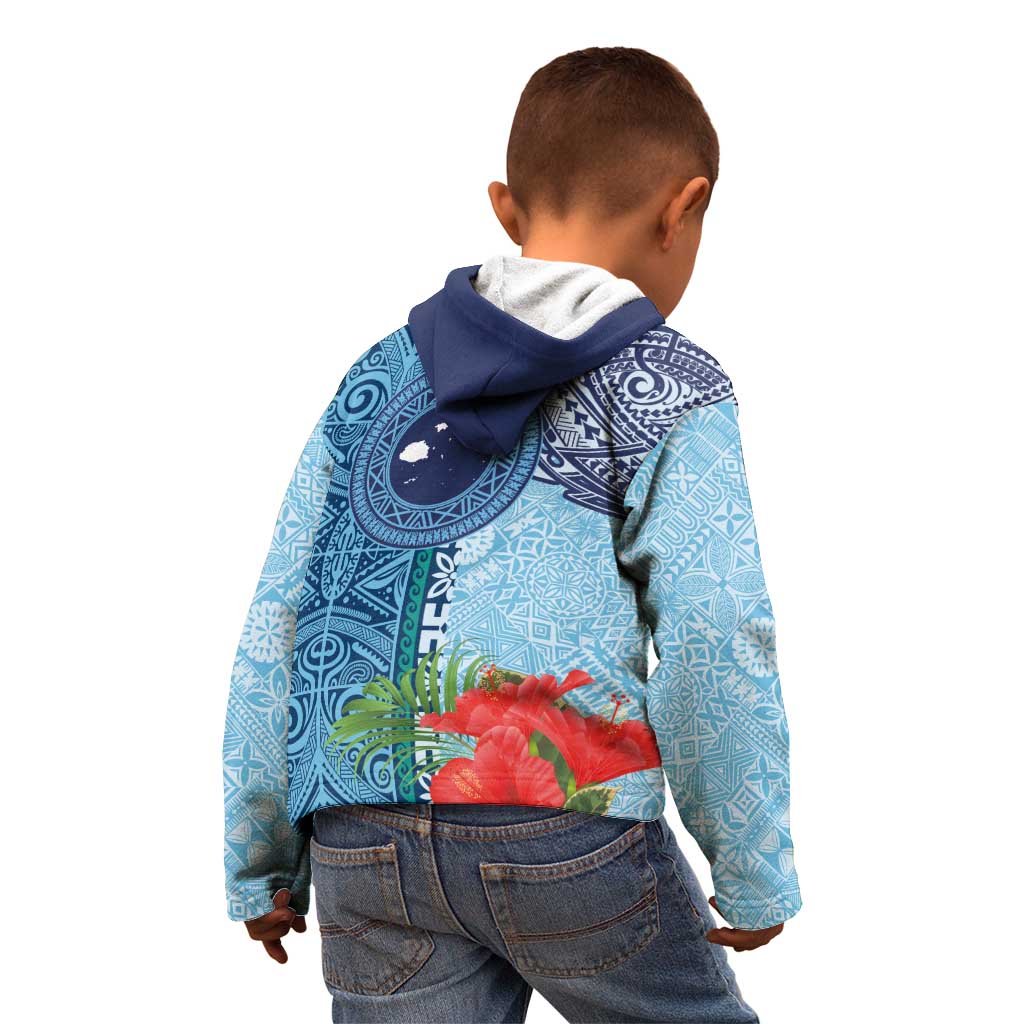 Fiji Day Kid Hoodie Tapa Pattern and Hibiscus Flower LT03 - Polynesian Pride