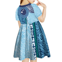 Fiji Day Kid Short Sleeve Dress Tapa Pattern and Hibiscus Flower LT03 - Polynesian Pride