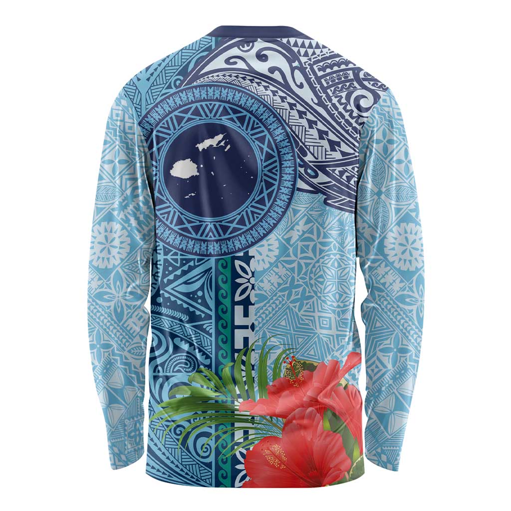 Fiji Day Long Sleeve Shirt Tapa Pattern and Hibiscus Flower LT03 - Polynesian Pride