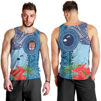 Fiji Day Men Tank Top Tapa Pattern and Hibiscus Flower LT03 - Polynesian Pride