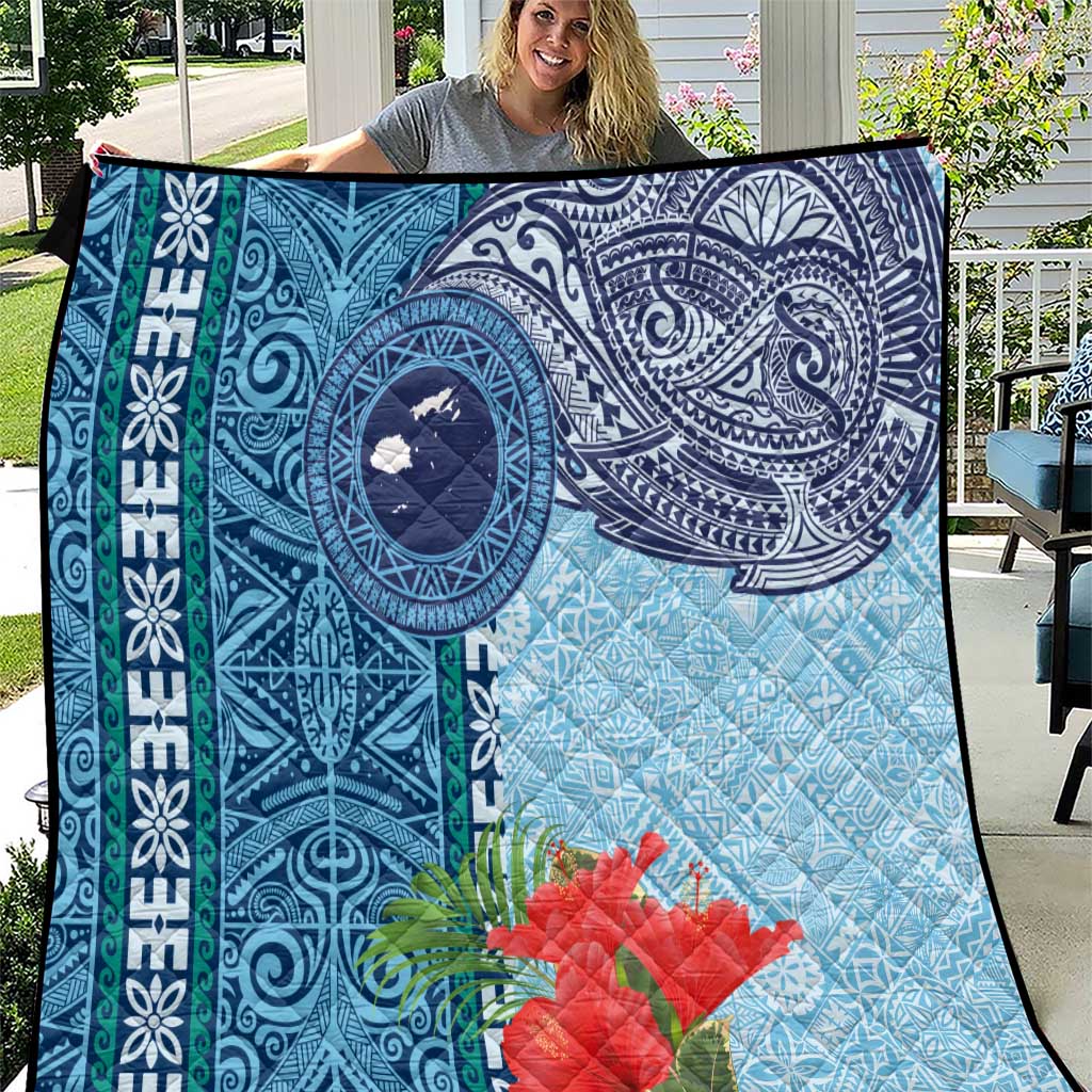 Fiji Day Quilt Tapa Pattern and Hibiscus Flower