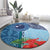 Fiji Day Round Carpet Tapa Pattern and Hibiscus Flower