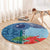 Fiji Day Round Carpet Tapa Pattern and Hibiscus Flower