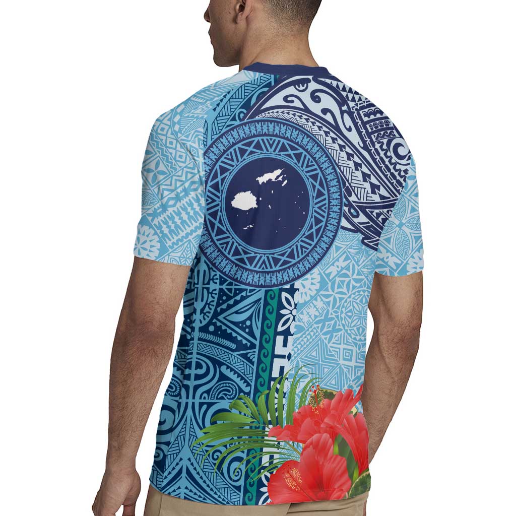 Fiji Day Rugby Jersey Tapa Pattern and Hibiscus Flower LT03 - Polynesian Pride