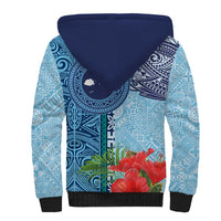 Fiji Day Sherpa Hoodie Tapa Pattern and Hibiscus Flower LT03 - Polynesian Pride