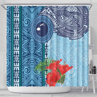 Fiji Day Shower Curtain Tapa Pattern and Hibiscus Flower LT03 - Polynesian Pride