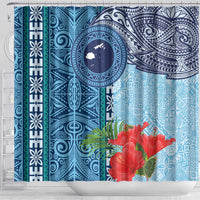 Fiji Day Shower Curtain Tapa Pattern and Hibiscus Flower LT03 - Polynesian Pride