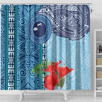 Fiji Day Shower Curtain Tapa Pattern and Hibiscus Flower LT03 - Polynesian Pride