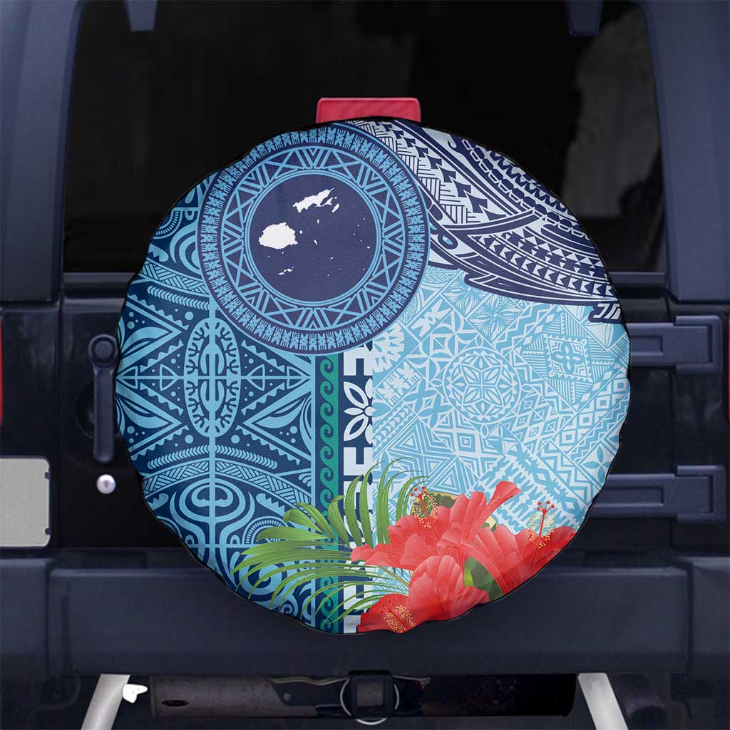 Fiji Day Spare Tire Cover Tapa Pattern and Hibiscus Flower LT03 - Polynesian Pride