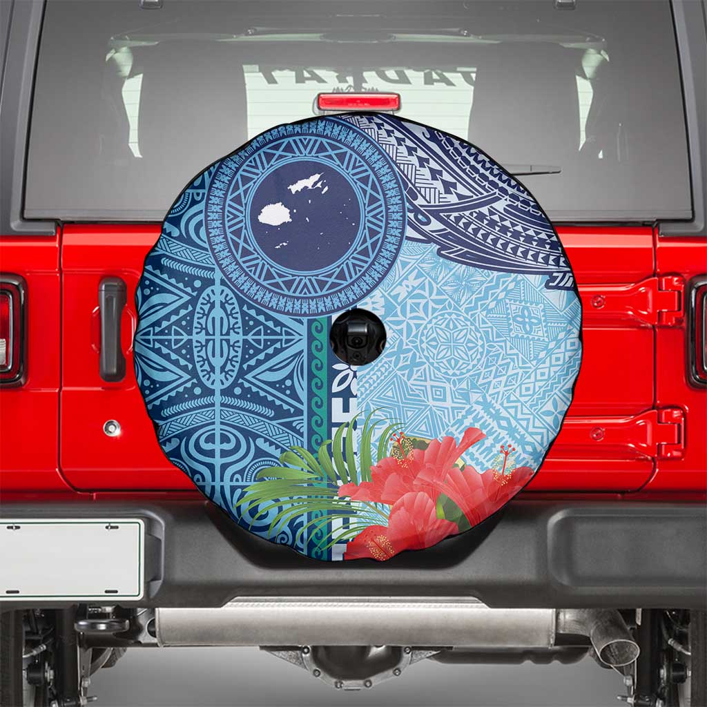Fiji Day Spare Tire Cover Tapa Pattern and Hibiscus Flower LT03 - Polynesian Pride