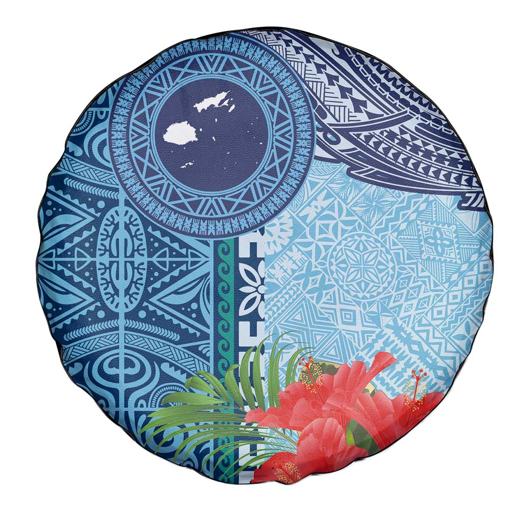 Fiji Day Spare Tire Cover Tapa Pattern and Hibiscus Flower LT03 - Polynesian Pride