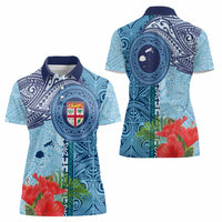 Fiji Day Women Polo Shirt Tapa Pattern and Hibiscus Flower LT03 - Polynesian Pride