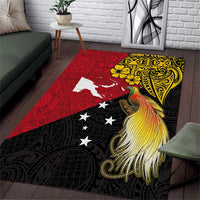 Papua New Guinea Independence Day Area Rug Bird-of-Paradise with Map and Polynesian Pattern LT03 Black - Polynesian Pride