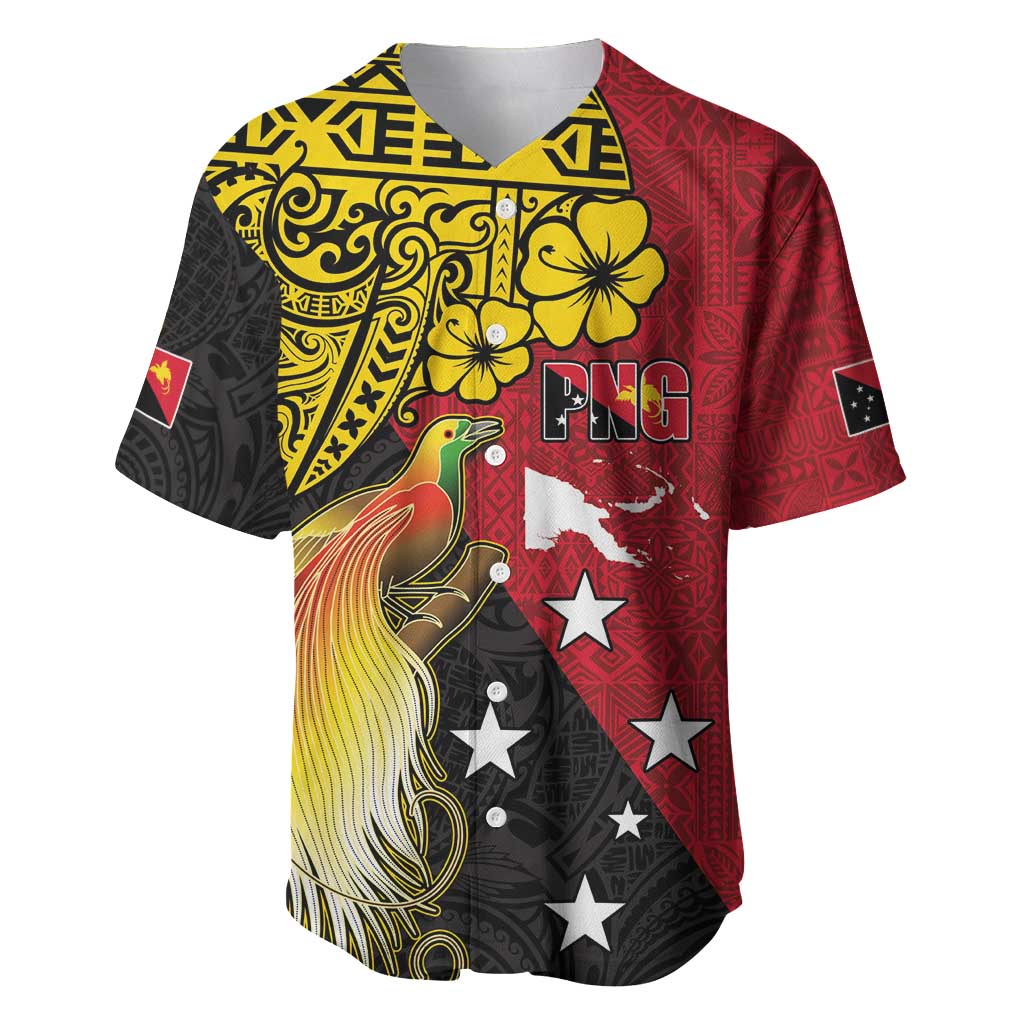 Papua New Guinea Independence Day Baseball Jersey Bird-of-Paradise with Map and Polynesian Pattern LT03 Black - Polynesian Pride