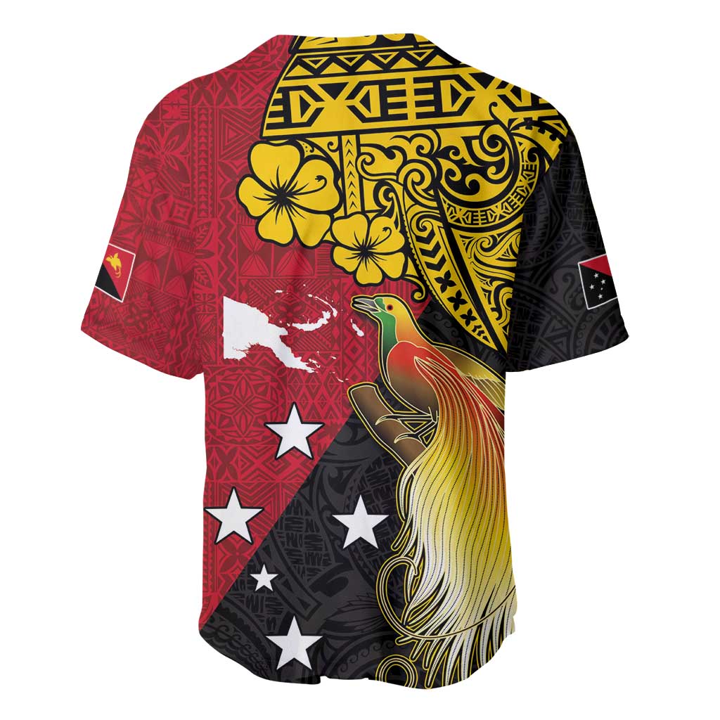Papua New Guinea Independence Day Baseball Jersey Bird-of-Paradise with Map and Polynesian Pattern LT03 - Polynesian Pride