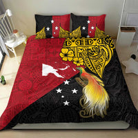 Papua New Guinea Independence Day Bedding Set Bird-of-Paradise with Map and Polynesian Pattern LT03 - Polynesian Pride