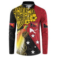 Papua New Guinea Independence Day Button Sweatshirt Bird-of-Paradise with Map and Polynesian Pattern LT03 Black - Polynesian Pride