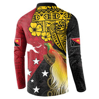 Papua New Guinea Independence Day Button Sweatshirt Bird-of-Paradise with Map and Polynesian Pattern LT03 - Polynesian Pride