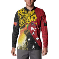 Papua New Guinea Independence Day Button Sweatshirt Bird-of-Paradise with Map and Polynesian Pattern LT03 - Polynesian Pride