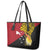 Papua New Guinea Independence Day Leather Tote Bag Bird-of-Paradise with Map and Polynesian Pattern