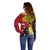 Papua New Guinea Independence Day Off Shoulder Sweater Bird-of-Paradise with Map and Polynesian Pattern