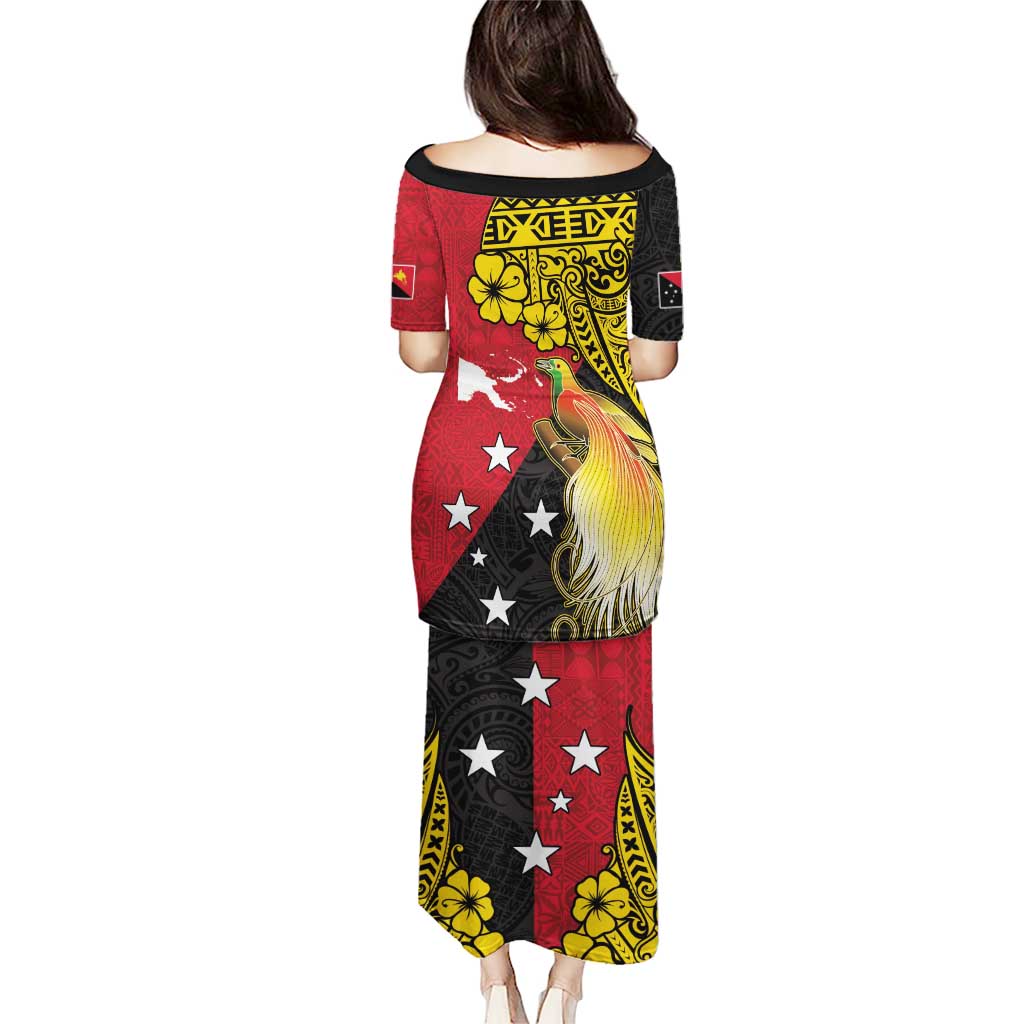 Papua New Guinea Independence Day Puletasi Bird-of-Paradise with Map and Polynesian Pattern LT03 - Polynesian Pride