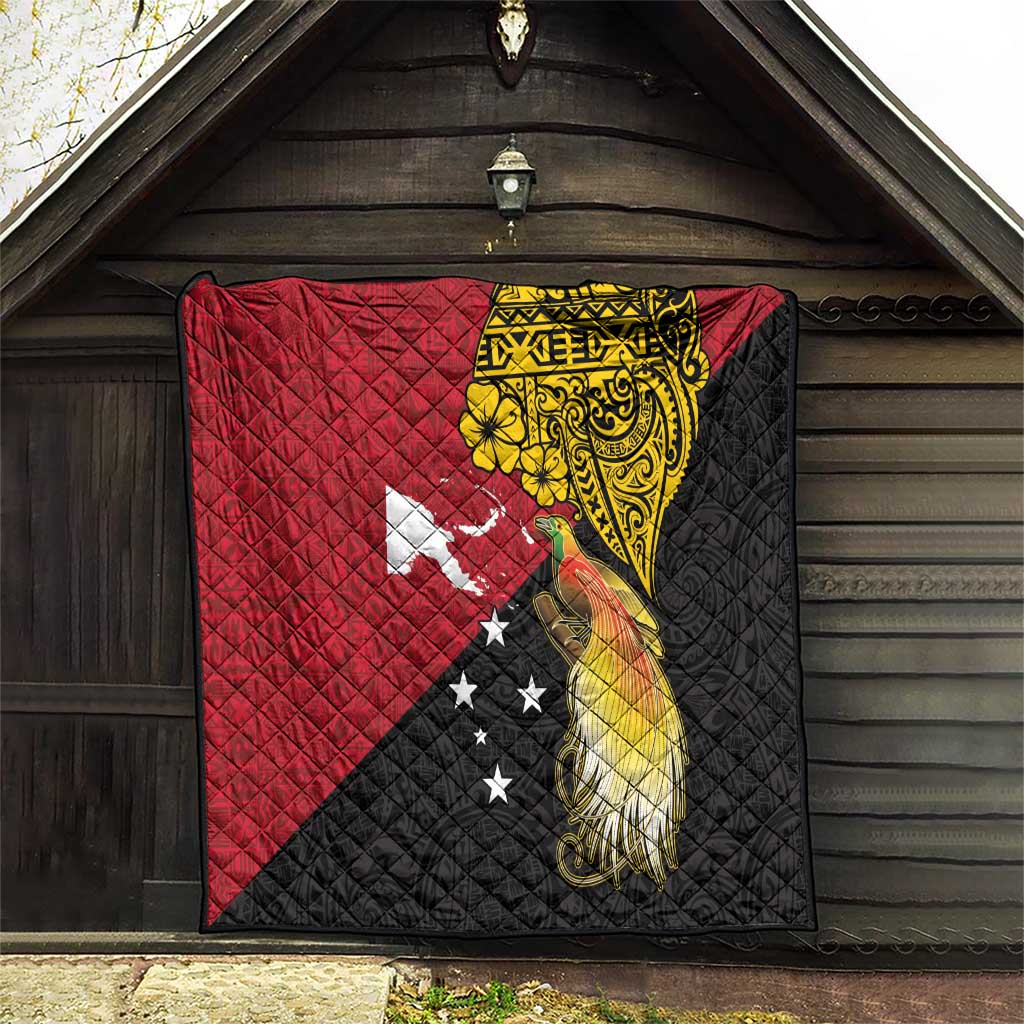 Papua New Guinea Independence Day Quilt Bird-of-Paradise with Map and Polynesian Pattern LT03 - Polynesian Pride