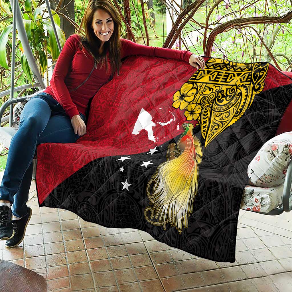 Papua New Guinea Independence Day Quilt Bird-of-Paradise with Map and Polynesian Pattern LT03 - Polynesian Pride