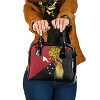 Papua New Guinea Independence Day Shoulder Handbag Bird-of-Paradise with Map and Polynesian Pattern LT03 One Size Black - Polynesian Pride