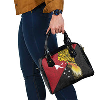 Papua New Guinea Independence Day Shoulder Handbag Bird-of-Paradise with Map and Polynesian Pattern LT03 - Polynesian Pride