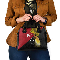 Papua New Guinea Independence Day Shoulder Handbag Bird-of-Paradise with Map and Polynesian Pattern LT03 - Polynesian Pride