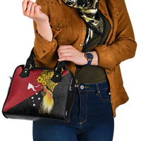 Papua New Guinea Independence Day Shoulder Handbag Bird-of-Paradise with Map and Polynesian Pattern LT03 - Polynesian Pride