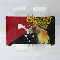 Papua New Guinea Independence Day Tablecloth Bird-of-Paradise with Map and Polynesian Pattern LT03 Black - Polynesian Pride