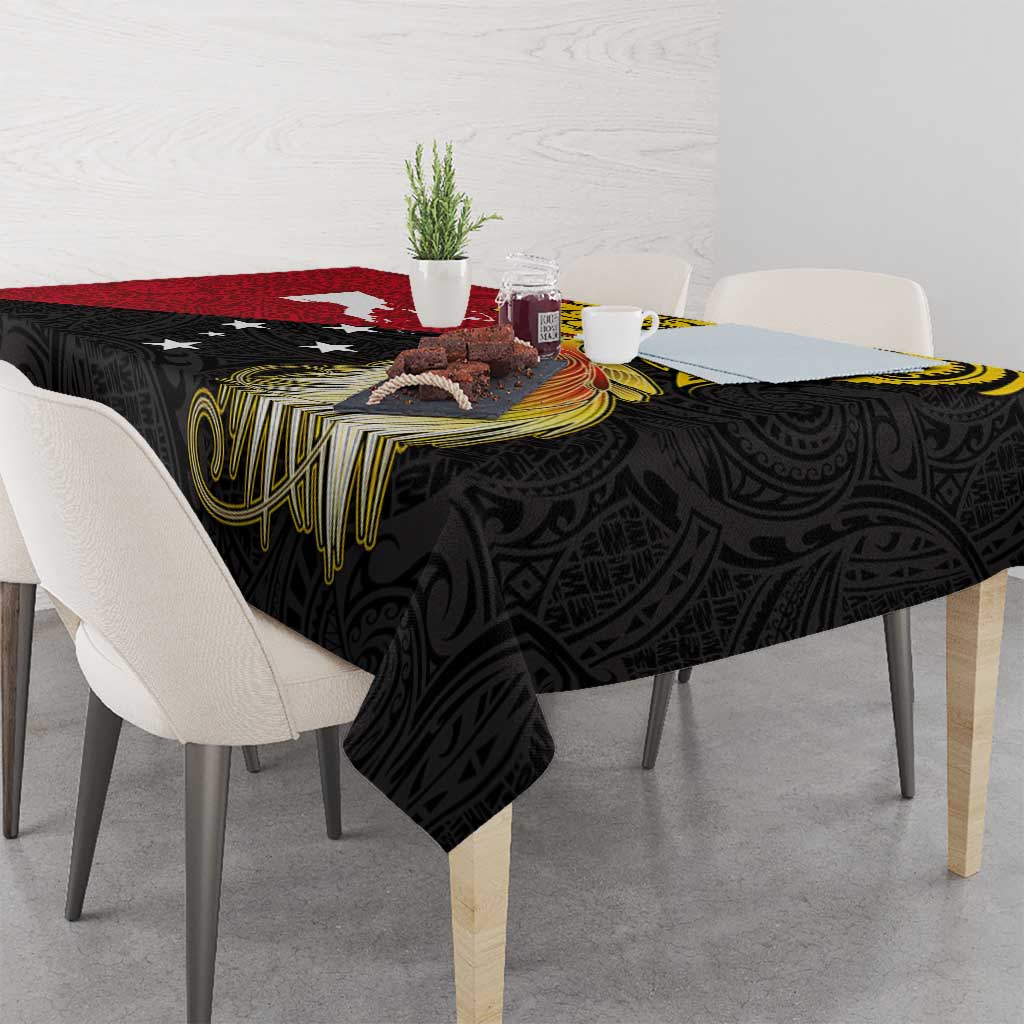 Papua New Guinea Independence Day Tablecloth Bird-of-Paradise with Map and Polynesian Pattern LT03 - Polynesian Pride