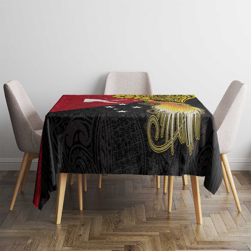 Papua New Guinea Independence Day Tablecloth Bird-of-Paradise with Map and Polynesian Pattern LT03 - Polynesian Pride