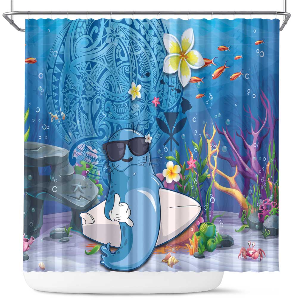 Aloha Hawaiian Monk Seal Shower Curtain Polynesian Tattoo The Ocean and Undersea Vibe