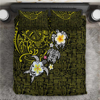 Hawaiian Turtle and Plumeria Bedding Set Polynesian Tattoo and Tribal Elements Pattern Yellow Color LT03 Yellow - Polynesian Pride