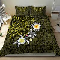 Hawaiian Turtle and Plumeria Bedding Set Polynesian Tattoo and Tribal Elements Pattern Yellow Color LT03 - Polynesian Pride