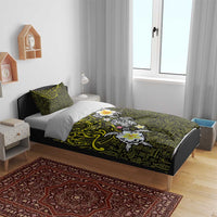 Hawaiian Turtle and Plumeria Bedding Set Polynesian Tattoo and Tribal Elements Pattern Yellow Color LT03 - Polynesian Pride