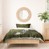 Hawaiian Turtle and Plumeria Bedding Set Polynesian Tattoo and Tribal Elements Pattern Yellow Color LT03 - Polynesian Pride
