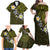 Hawaiian Turtle and Plumeria Family Matching Off Shoulder Maxi Dress and Hawaiian Shirt Polynesian Tattoo and Tribal Elements Pattern Yellow Color