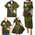 Hawaiian Turtle and Plumeria Family Matching Puletasi and Hawaiian Shirt Polynesian Tattoo and Tribal Elements Pattern Yellow Color