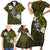 Hawaiian Turtle and Plumeria Family Matching Short Sleeve Bodycon Dress and Hawaiian Shirt Polynesian Tattoo and Tribal Elements Pattern Yellow Color